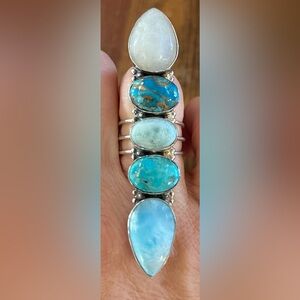 Genuine Stone & Silver Stacked Ring